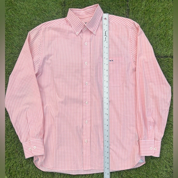 Fish Hippie Men's Long Sleeve Button-Up Shirt, Size M, Plaid, Peach/White - Picture 5 of 9